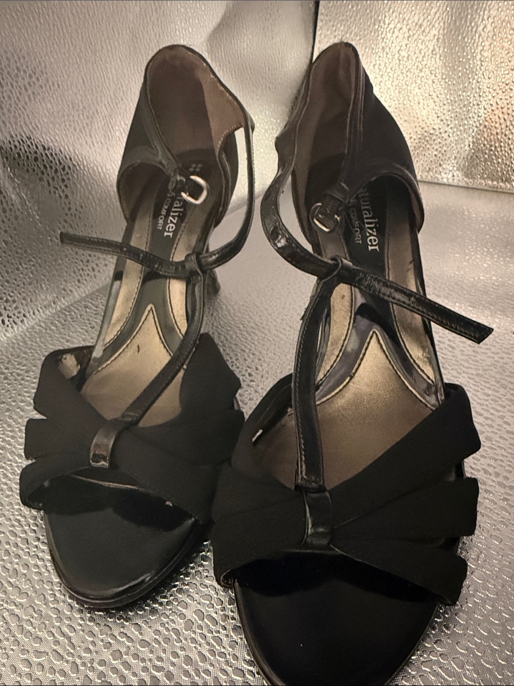 Naturalizer Black Strappy T-Bar Heels